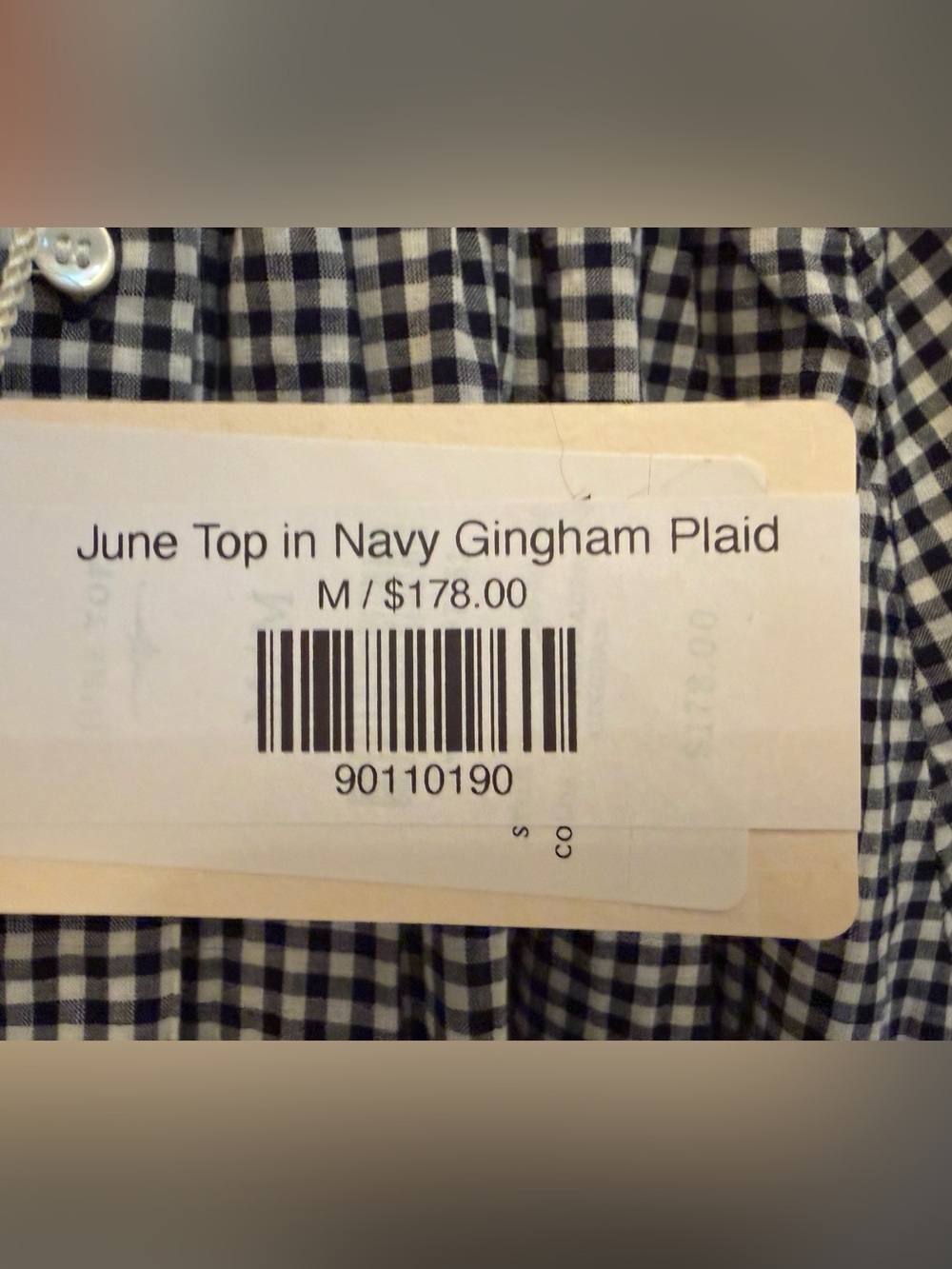 NWT Doen Women’s navy Gingham June Top Size medium - Picture 4 of 5